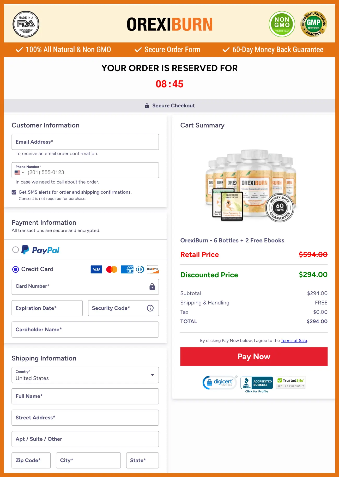 OrexiBurn Official Website Secure Order Page